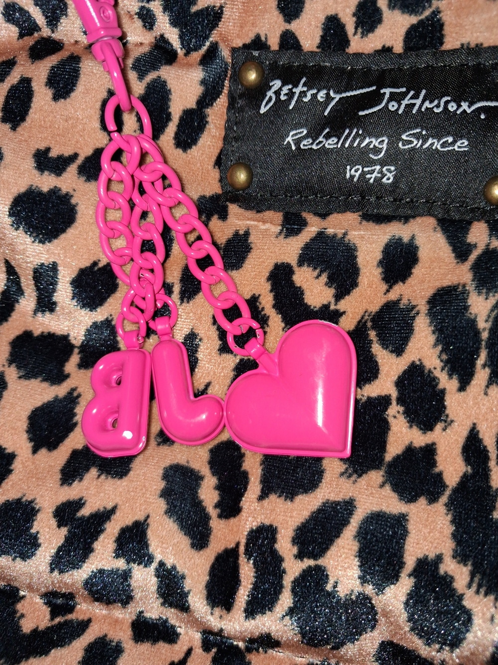 Betsey Johnson Leopard Print Tote with Pink Charm - Picture 3 of 8